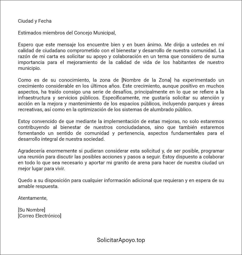 ejemplo de carta de solicitud para pedir algo a la municipalidad 