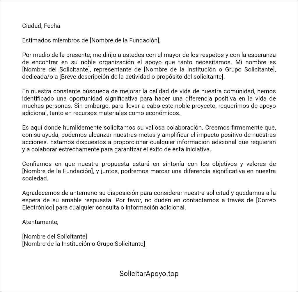 la mejor carta para solicitar ayuda a una fundacion 