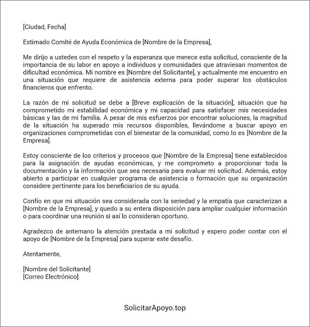 formato de carta para solicitar ayuda económica a una empresa 