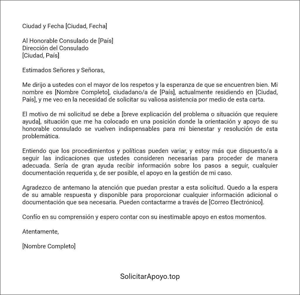 ejemplo de carta de solicitud de ayuda a consulado 